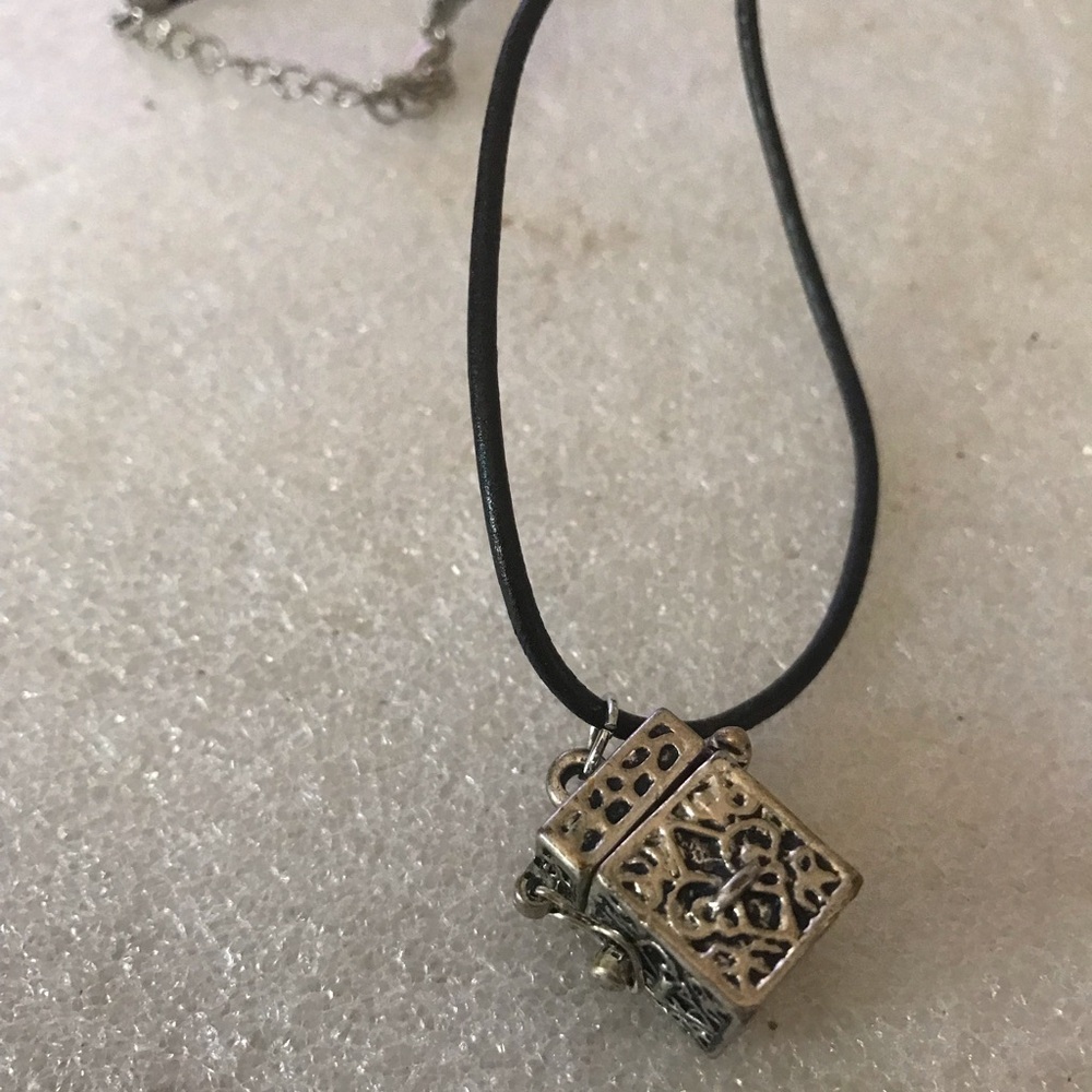 Women's Black Cord Necklace with Silver Filigree Pendant